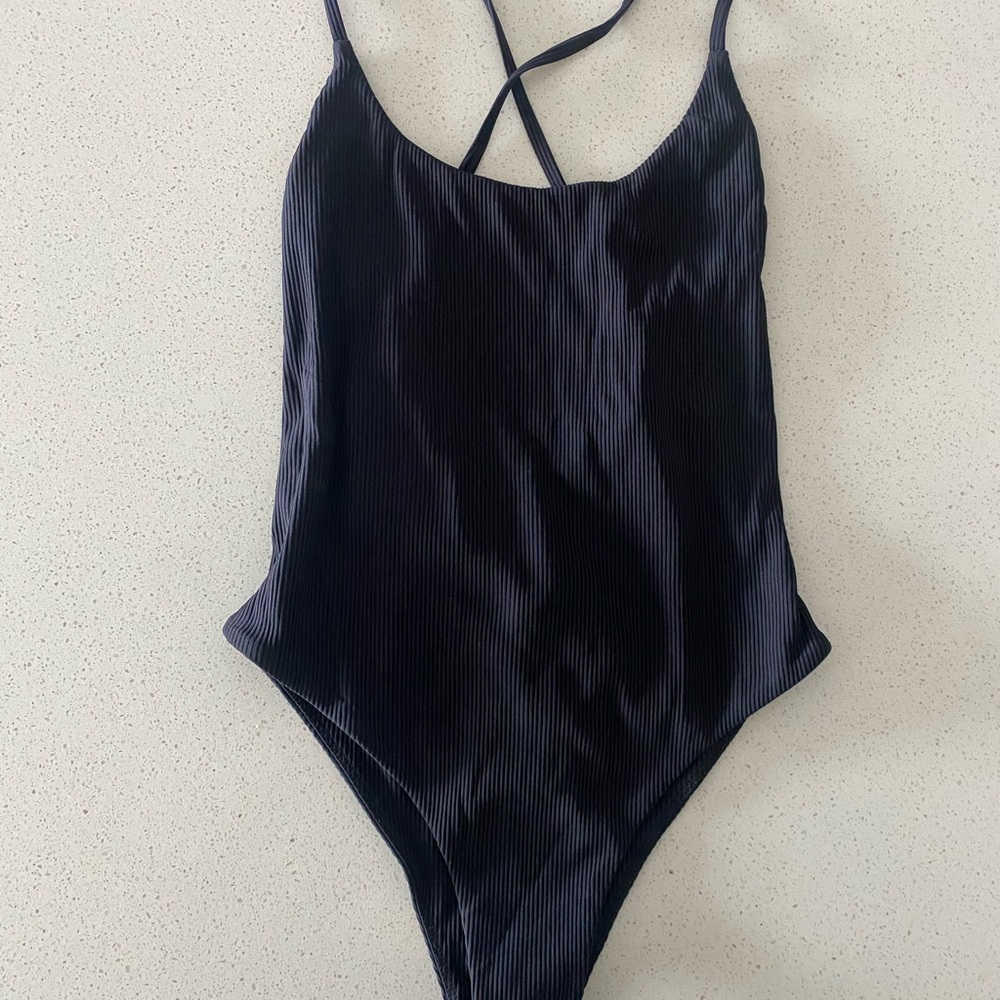 Mikoh ribbed black one piece